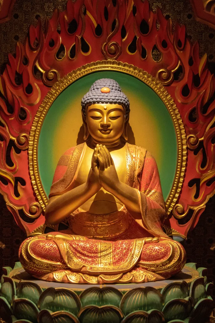 Golden Buddha with Fiery Mandala Canvas wall art print | PrintPosters.in