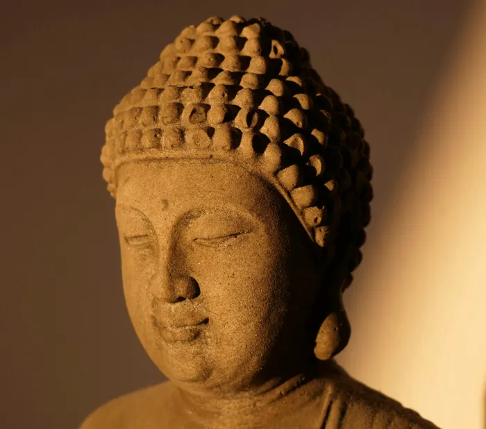 Warm Lit Stone Buddha Head Canvas | PrintPosters.in