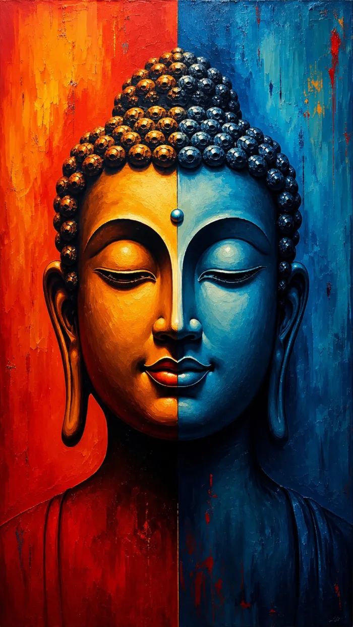 Abstract Duality Buddha Face Canvas Art wall art print | PrintPosters.in