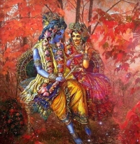 Divine Radha Krishna Portrait Canvas
