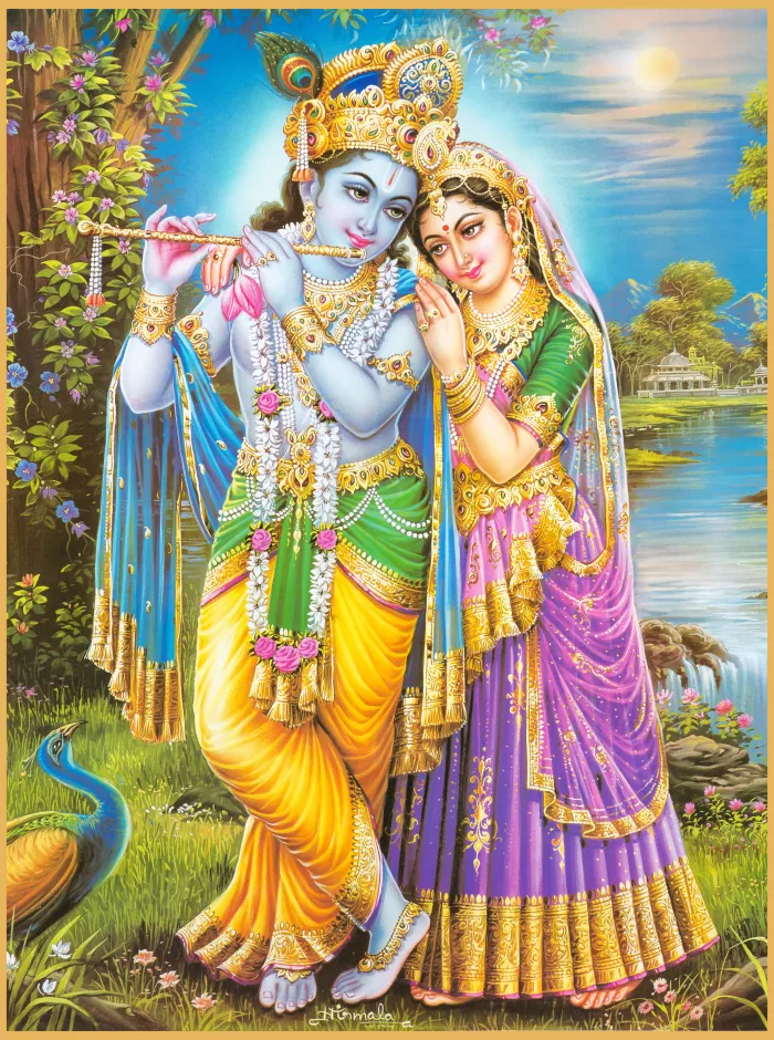 Classic Radha Krishna Devotion Canvas