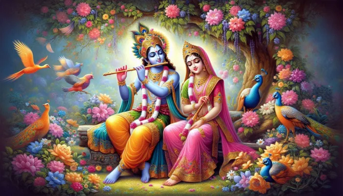 Minimalist Divine Radha Krishna Line Art Canvas