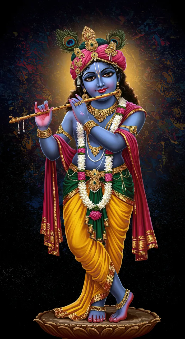 Divine Lord Krishna Playing Flute Canvas