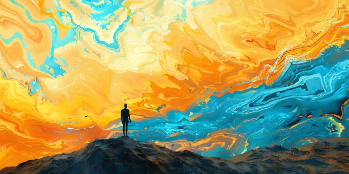 Person on Mountain Abstract Landscape