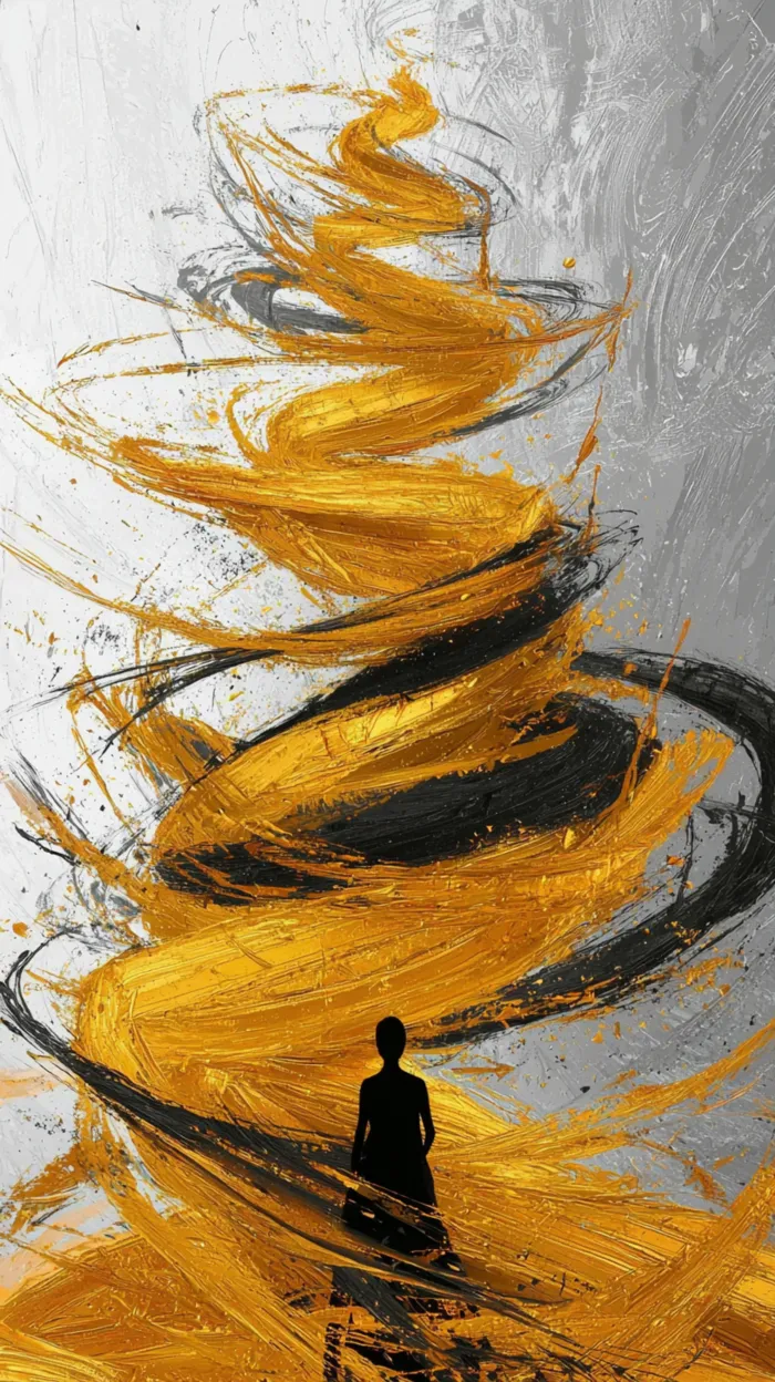 Golden Swirls Abstract Woman Portrait