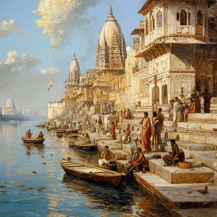 Serene Ganges Waterway Cultural Print | PrintPosters.in