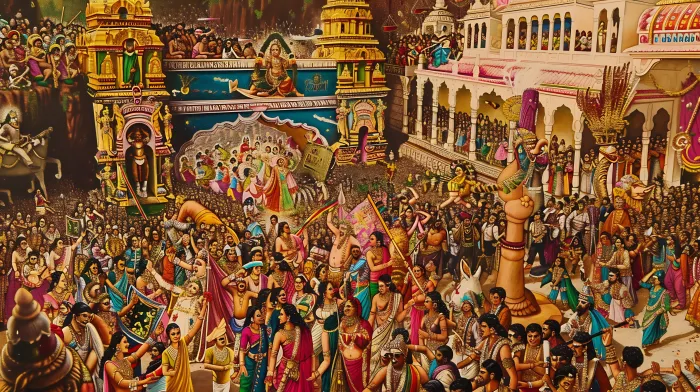 Grand Temple Festival Celebration Art | PrintPosters.in