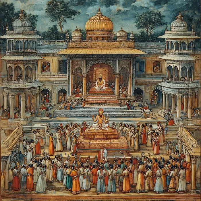 Mughal Emperor Coronation Miniature Art | PrintPosters.in