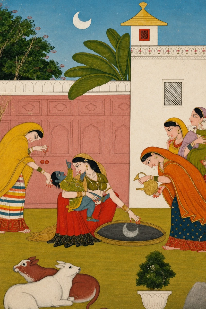 Krishna Reaching for the Moon Canvas Print wall art print | PrintPosters.in