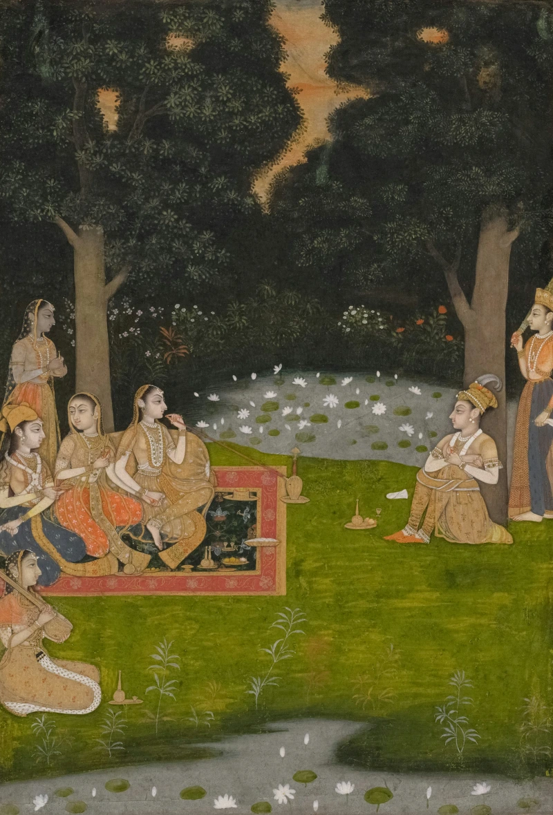 Princely Ascetic Visited by Ladies Miniature Canvas wall art print | PrintPosters.in