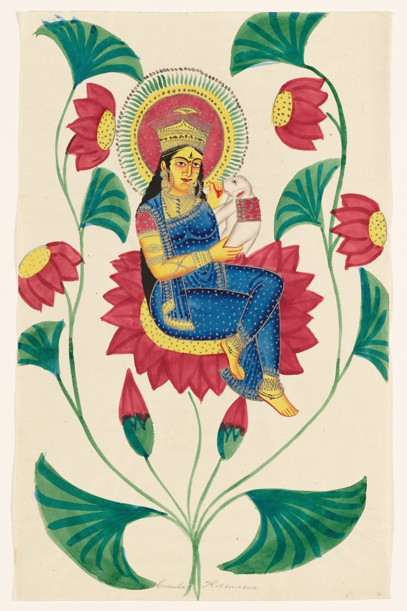 Vintage Goddess Sarasvati 19th Century Canvas wall art print | PrintPosters.in