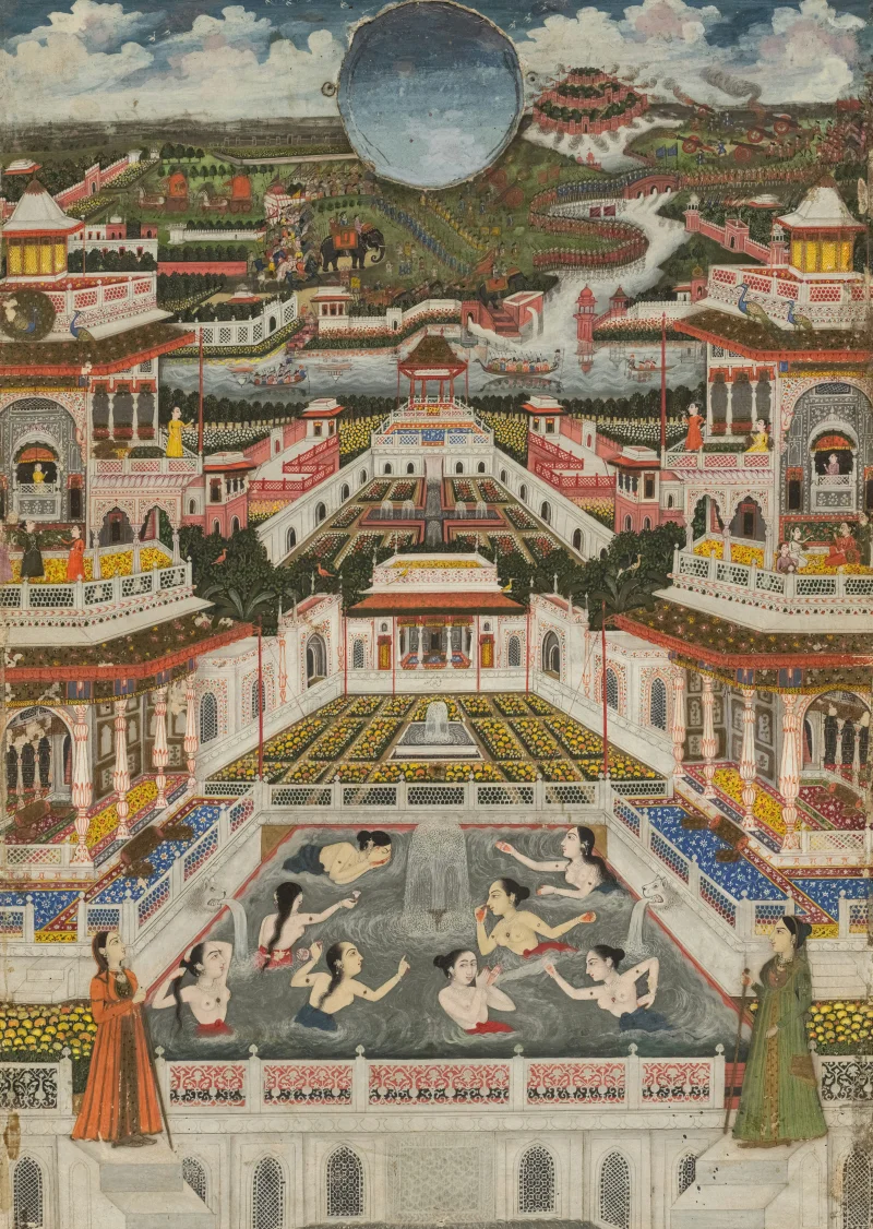Women Bathing Architectural Panorama Canvas wall art print | PrintPosters.in