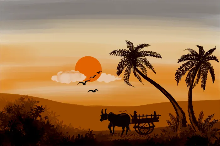 Elegant Palm Tree Sunset Landscape Canvas wall art print | PrintPosters.in