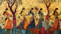 Traditional Indian Women Procession Canvas wall art print | PrintPosters.in