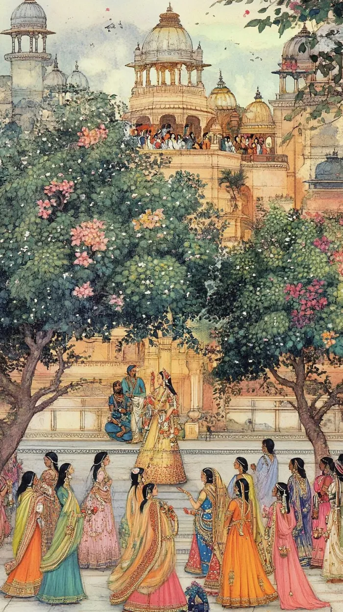 Royal Indian Palace Maidens Canvas Print wall art print | PrintPosters.in