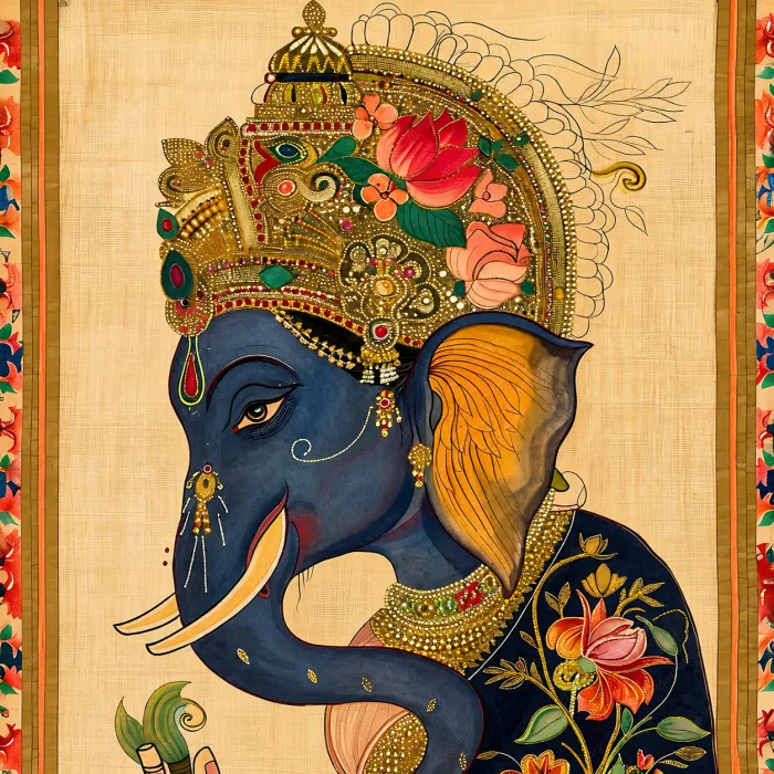 Crowned Blue Elephant Profile Canvas Print wall art print | PrintPosters.in