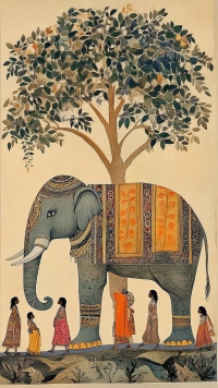 Traditional Indian Elephant Procession Canvas wall art print | PrintPosters.in