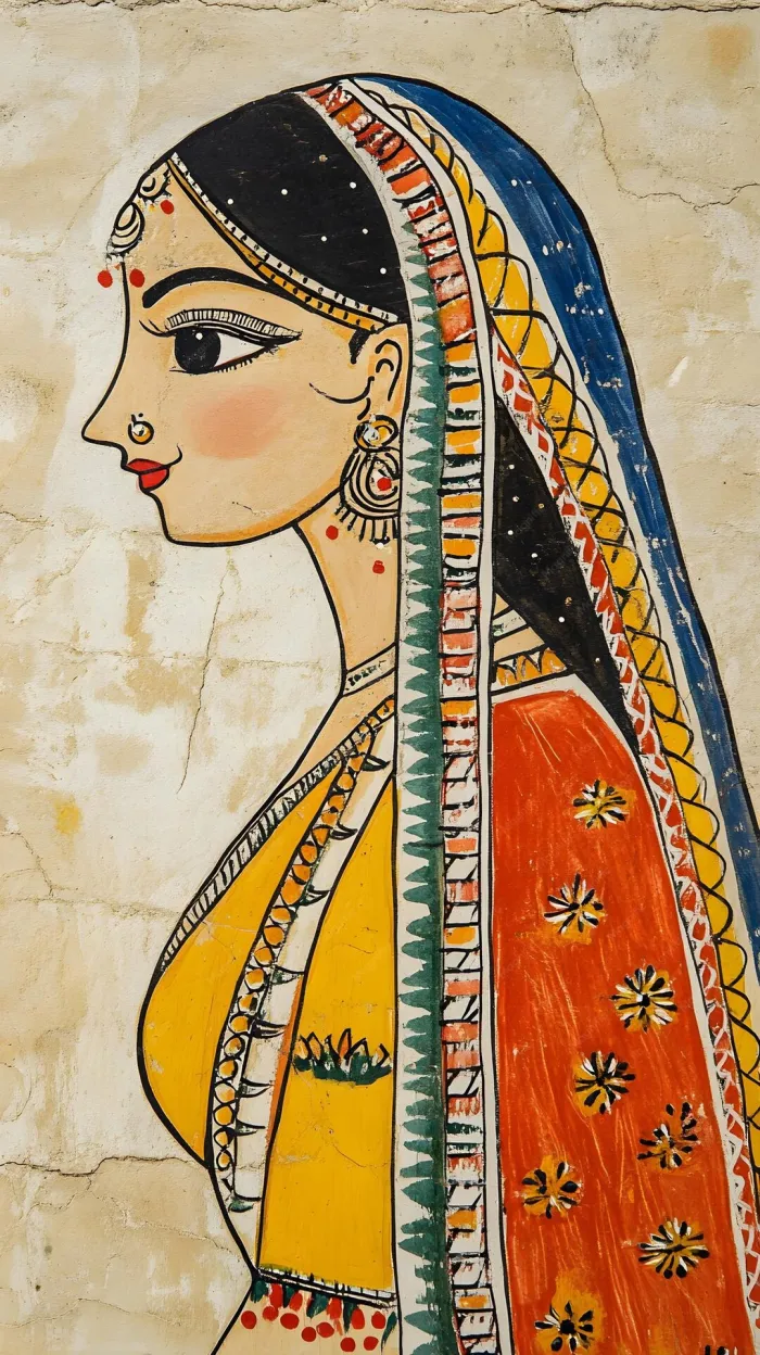 Tribal Indian Woman Profile Painting Canvas wall art print | PrintPosters.in