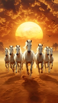 Vastu Seven Running Horses Print | PrintPosters.in
