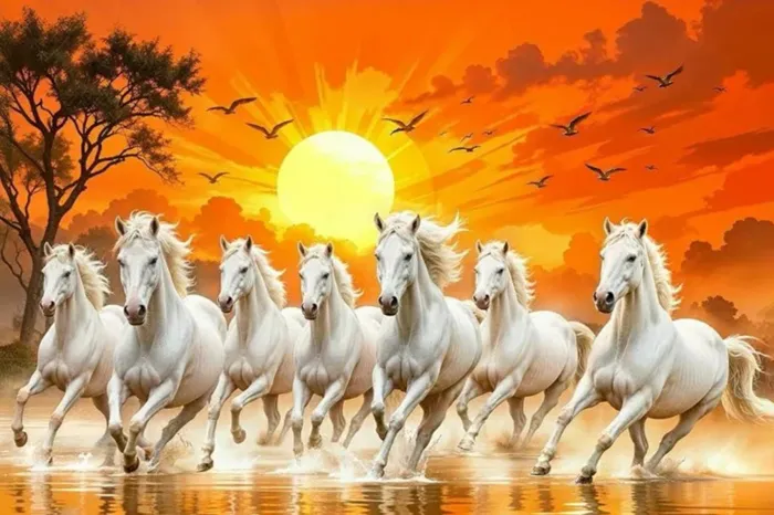 Majestic Seven Horses Running Print | PrintPosters.in