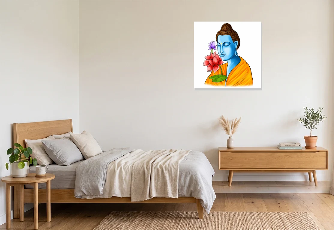 Bedroom mockup with artwork