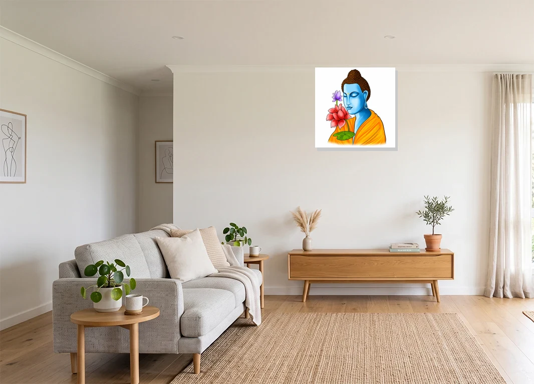 Office mockup with artwork