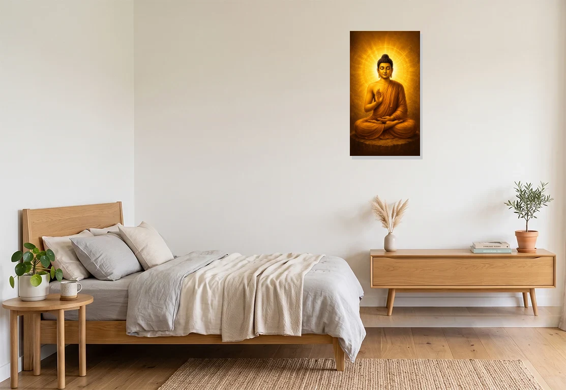 Bedroom mockup with artwork