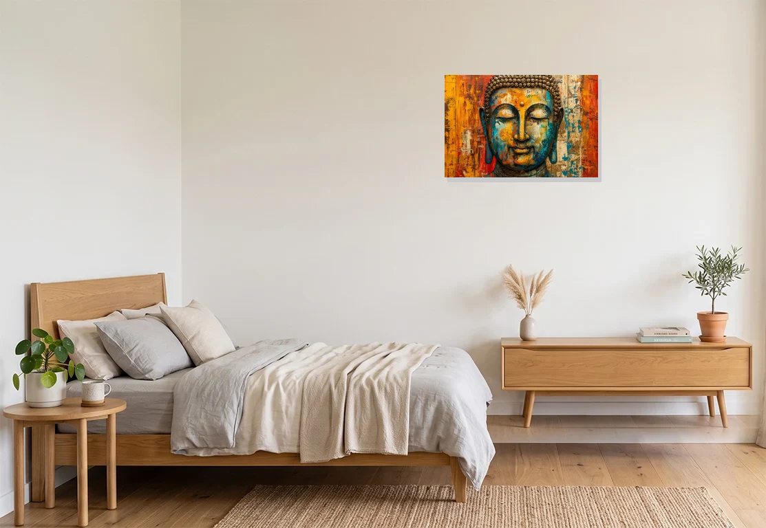 Bedroom mockup with artwork