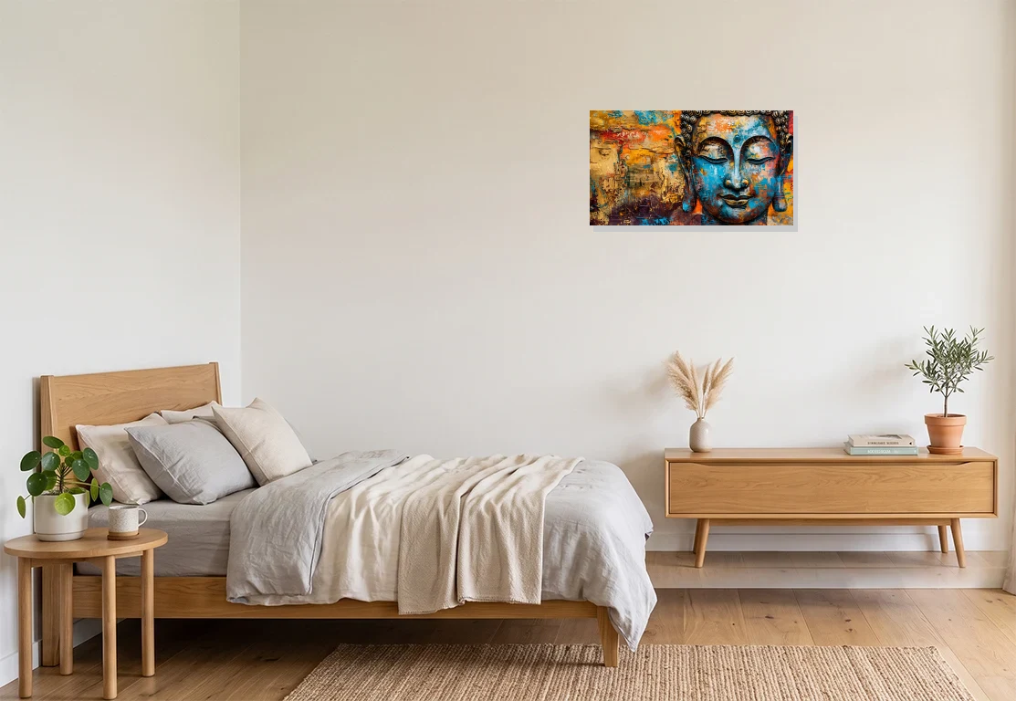 Bedroom mockup with artwork