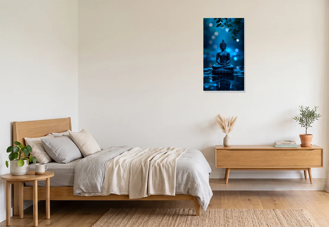 Bedroom mockup with artwork