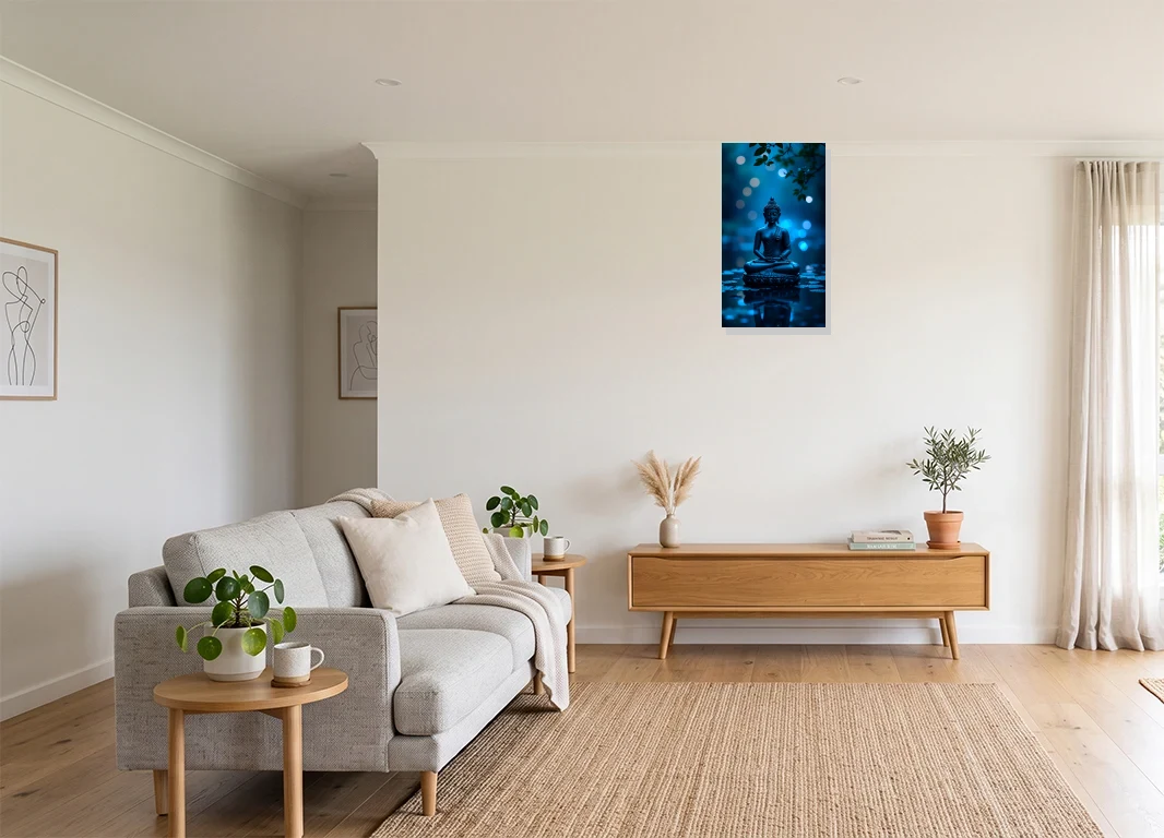 Office mockup with artwork