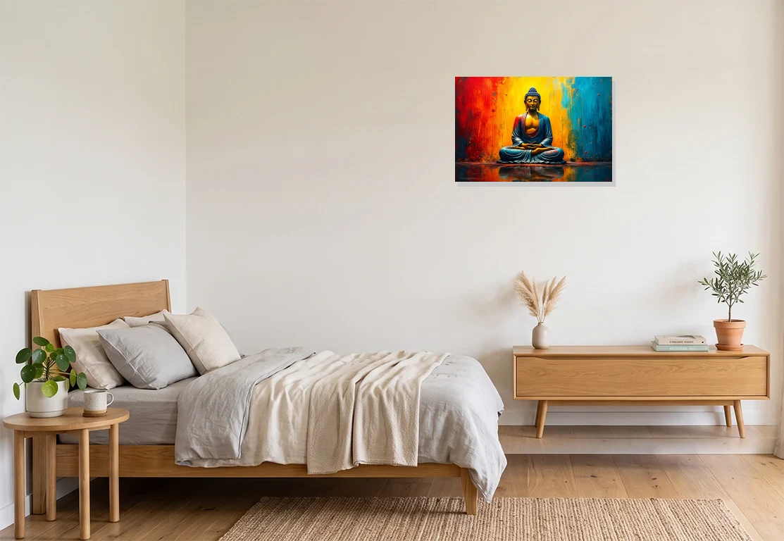 Bedroom mockup with artwork