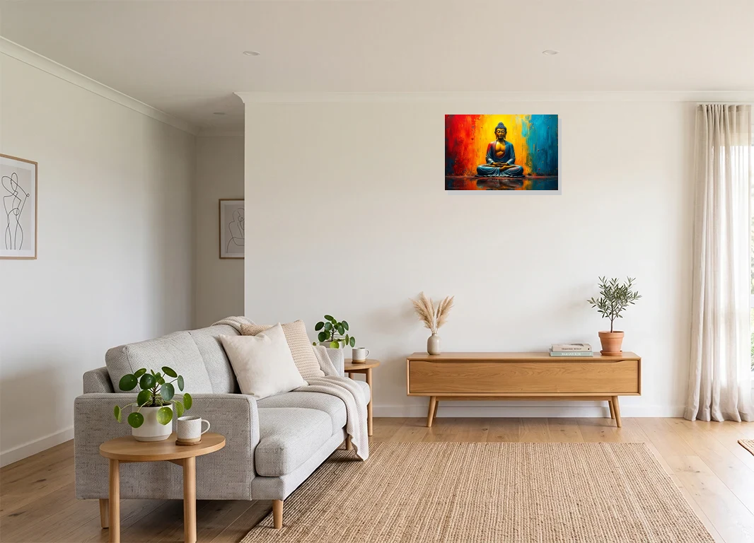 Office mockup with artwork