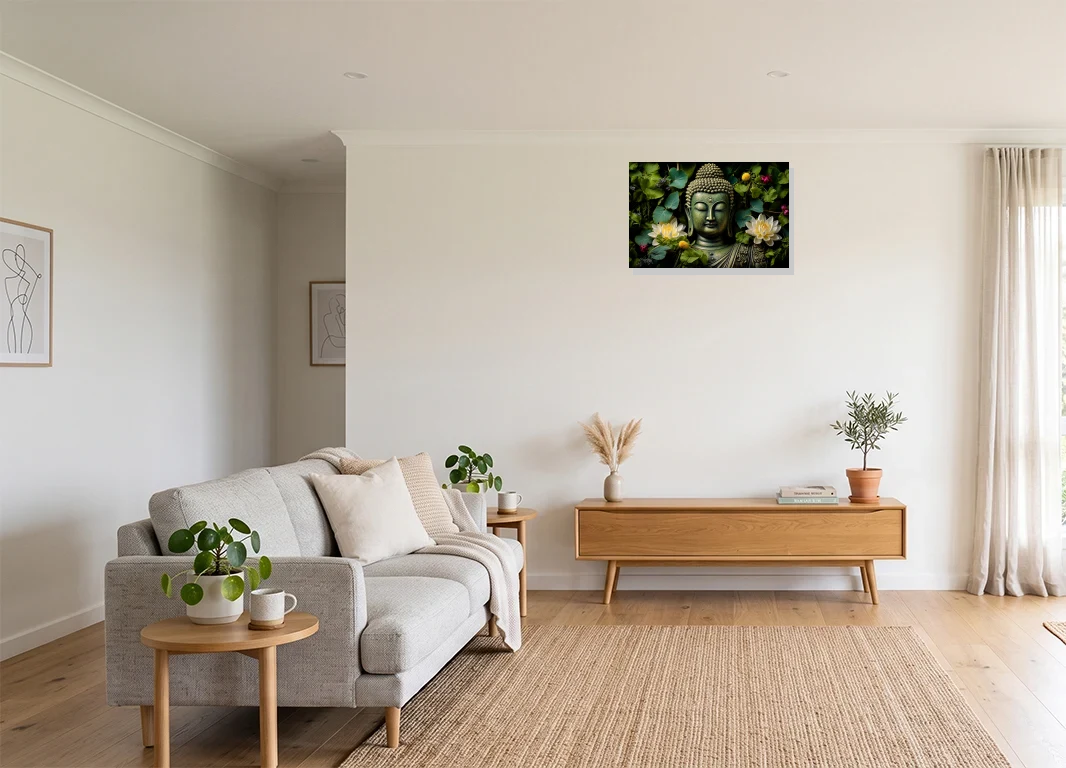 Office mockup with artwork