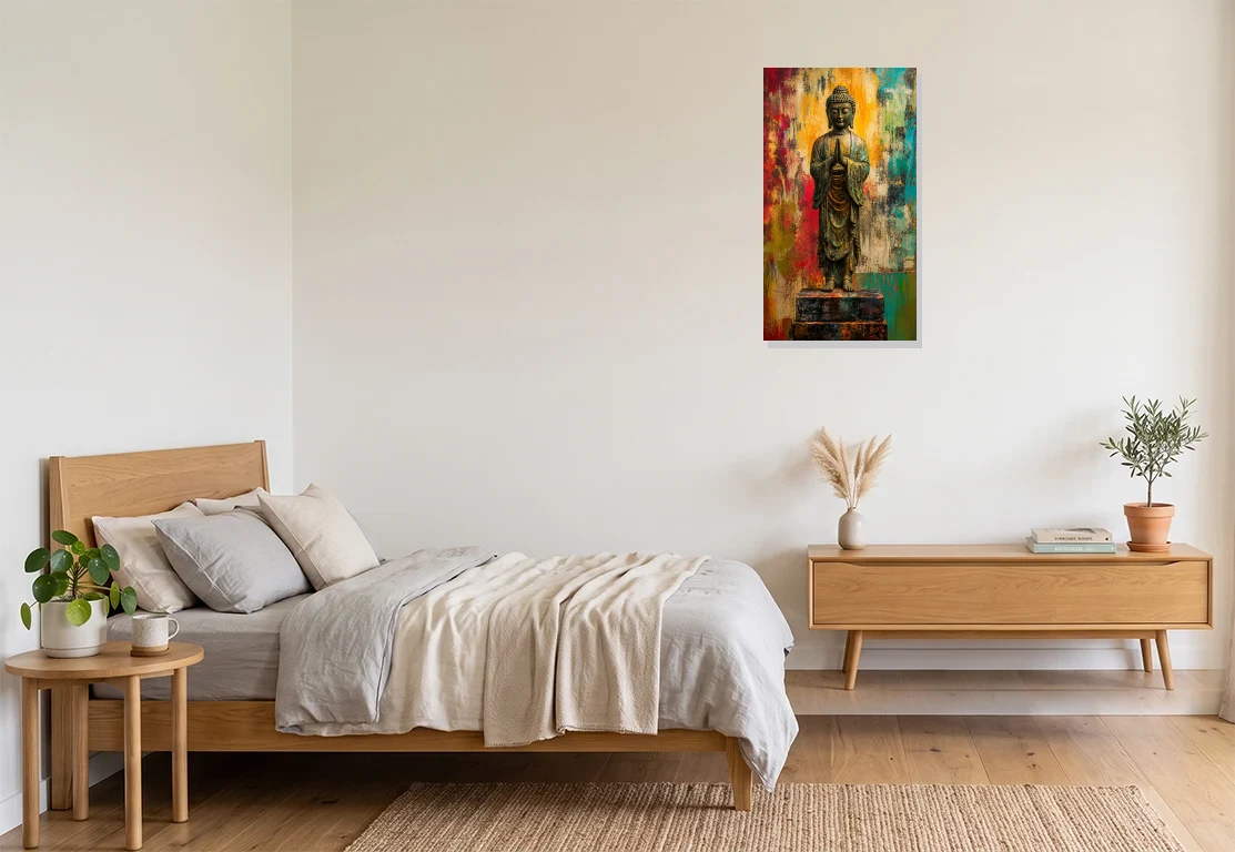 Bedroom mockup with artwork