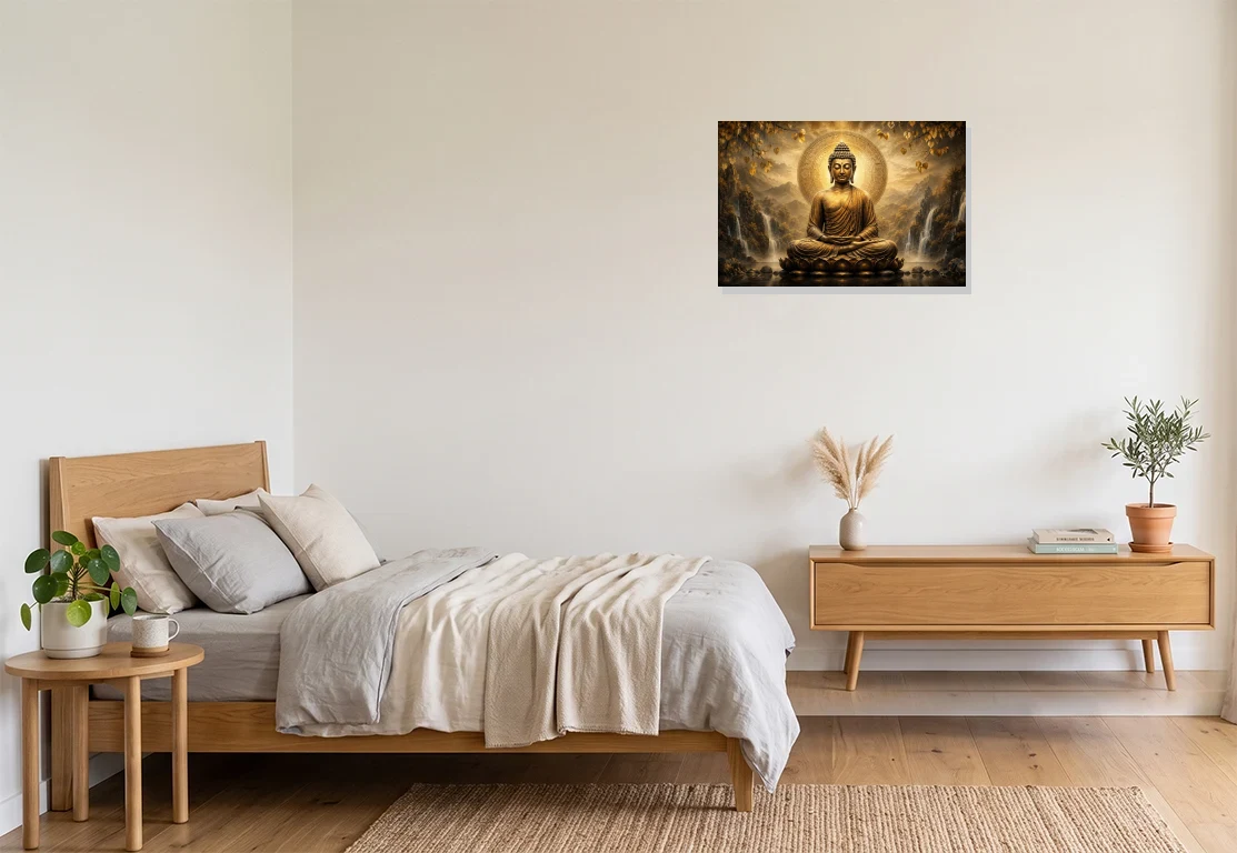 Bedroom mockup with artwork