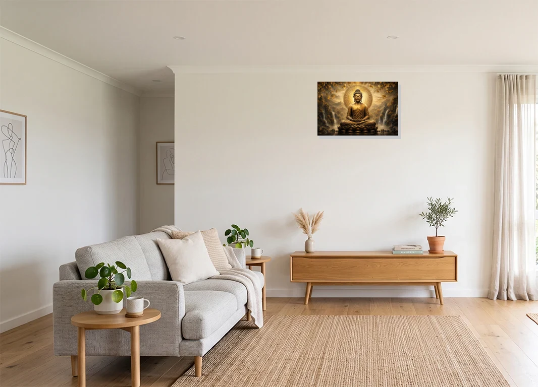 Office mockup with artwork