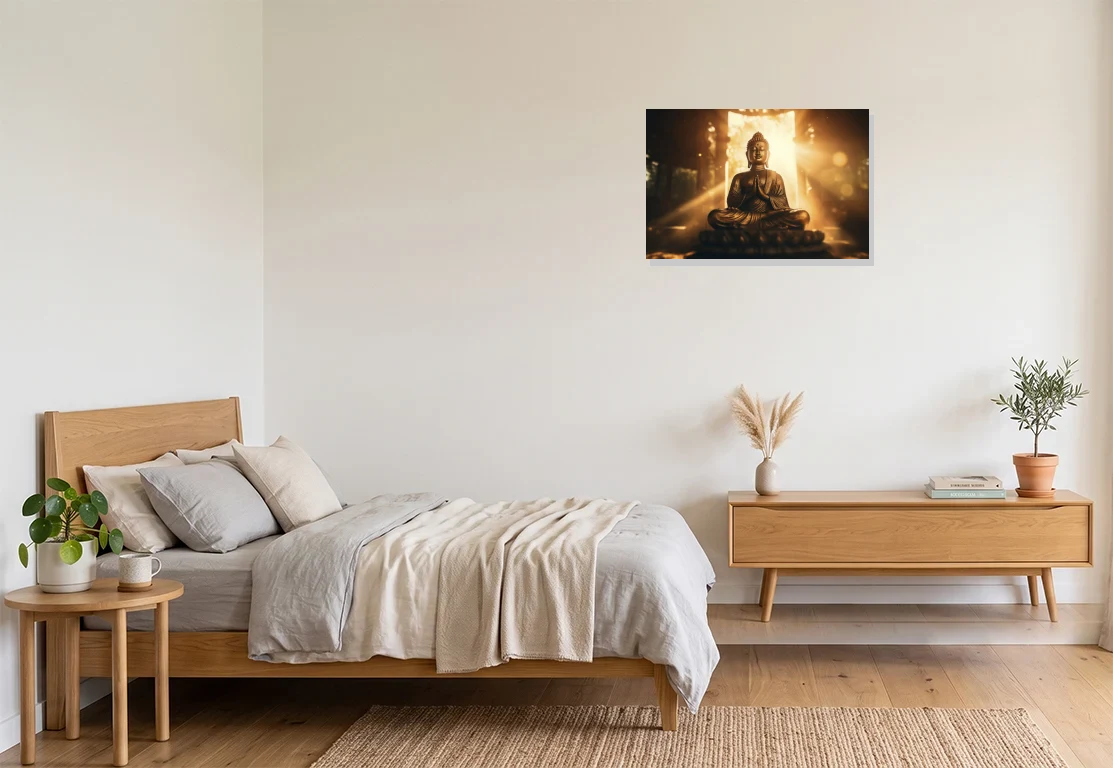 Bedroom mockup with artwork