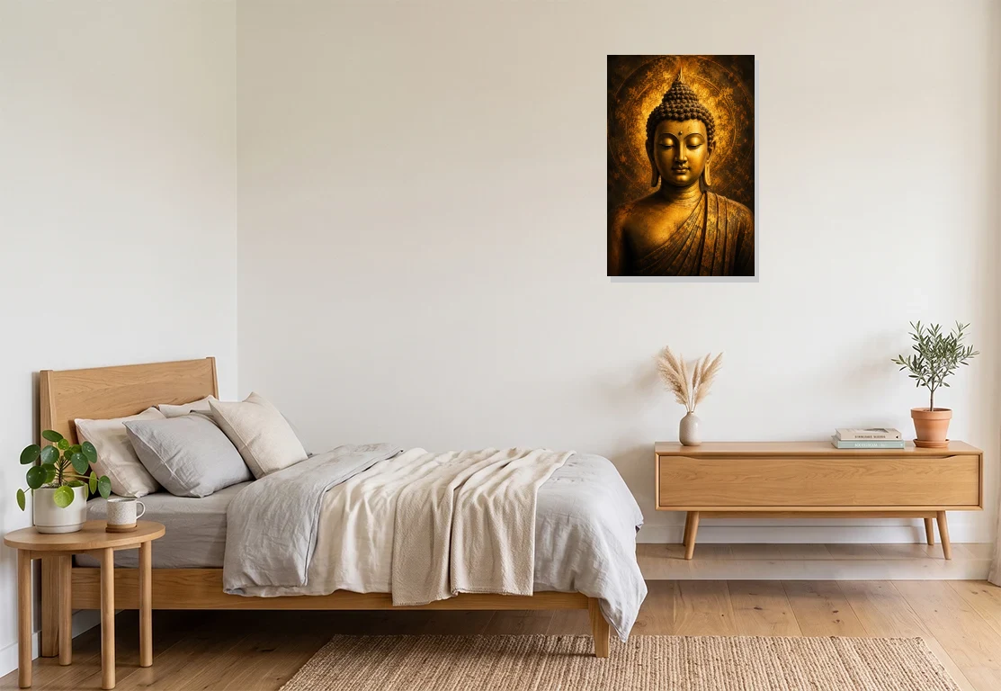 Bedroom mockup with artwork