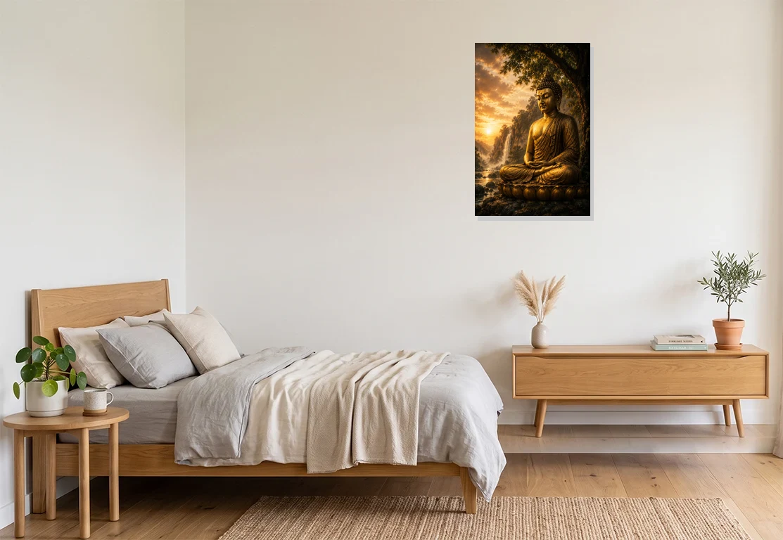 Bedroom mockup with artwork