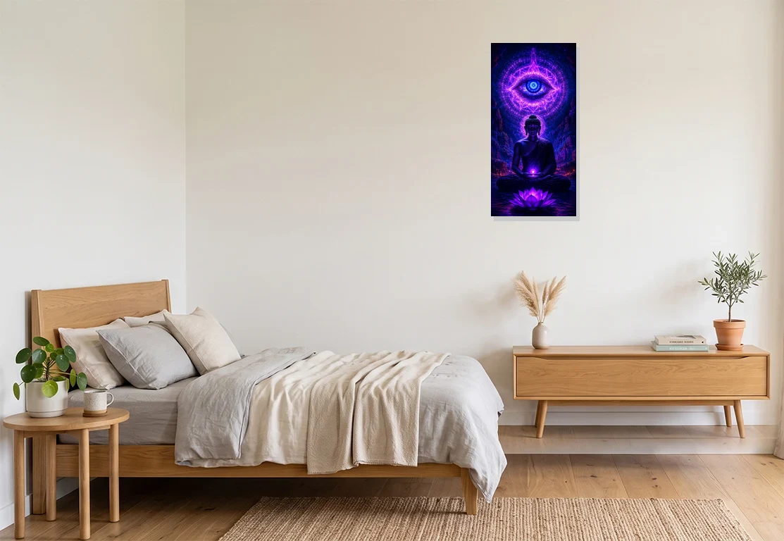 Bedroom mockup with artwork