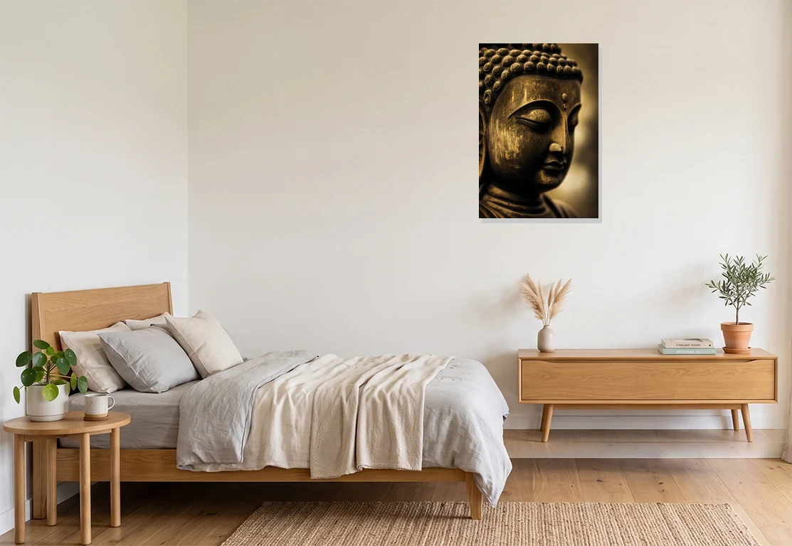 Bedroom mockup with artwork