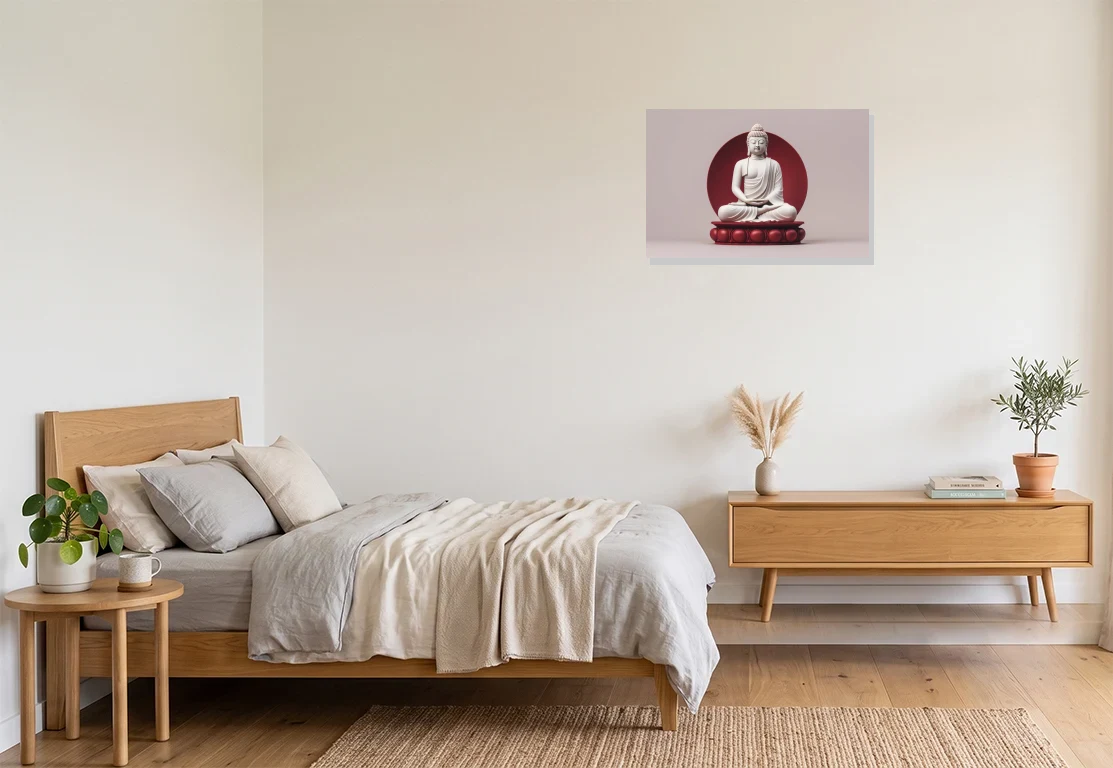 Bedroom mockup with artwork
