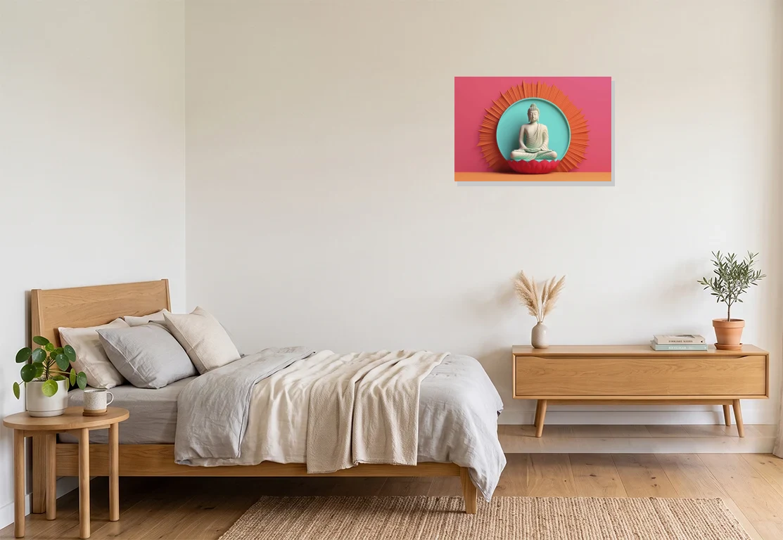 Bedroom mockup with artwork