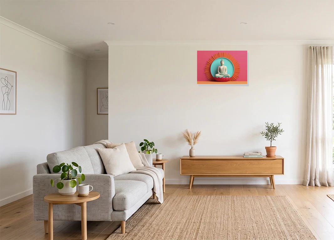 Office mockup with artwork