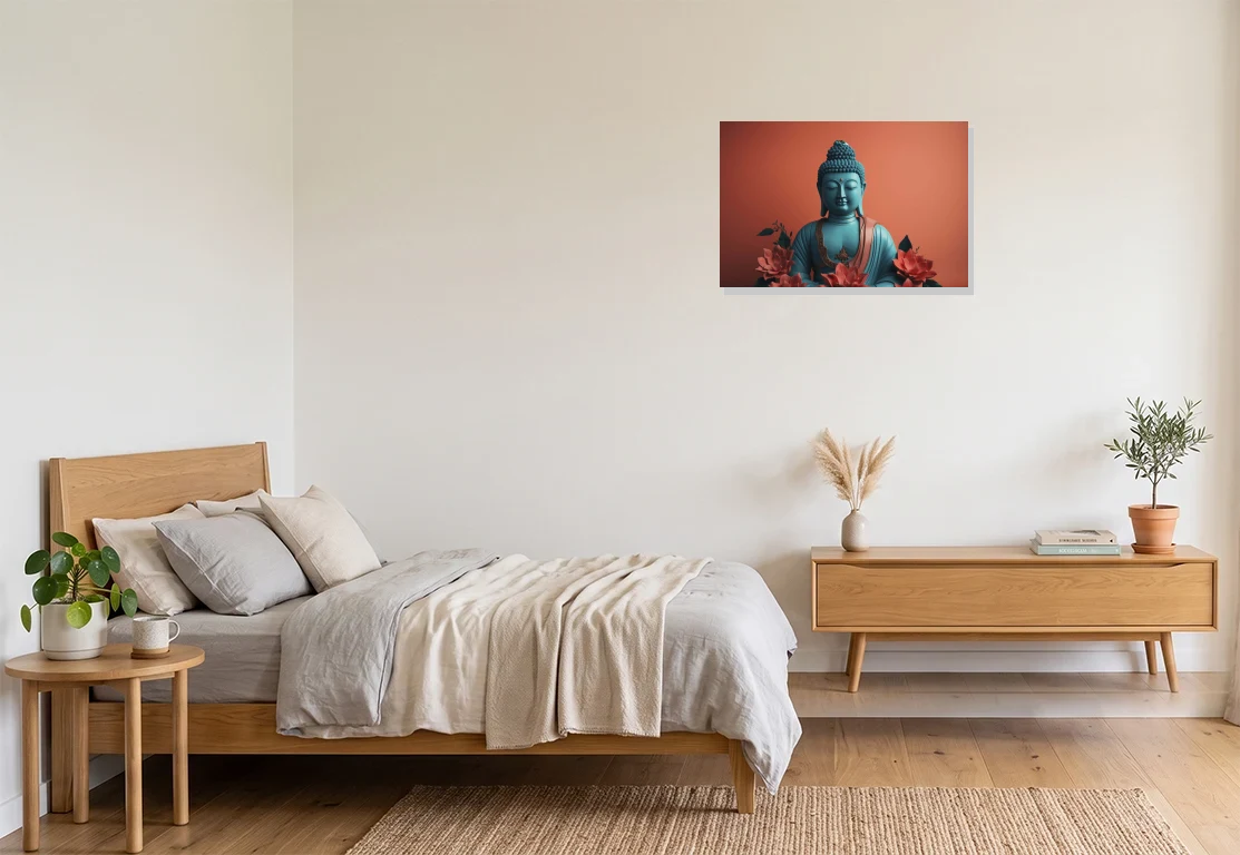 Bedroom mockup with artwork
