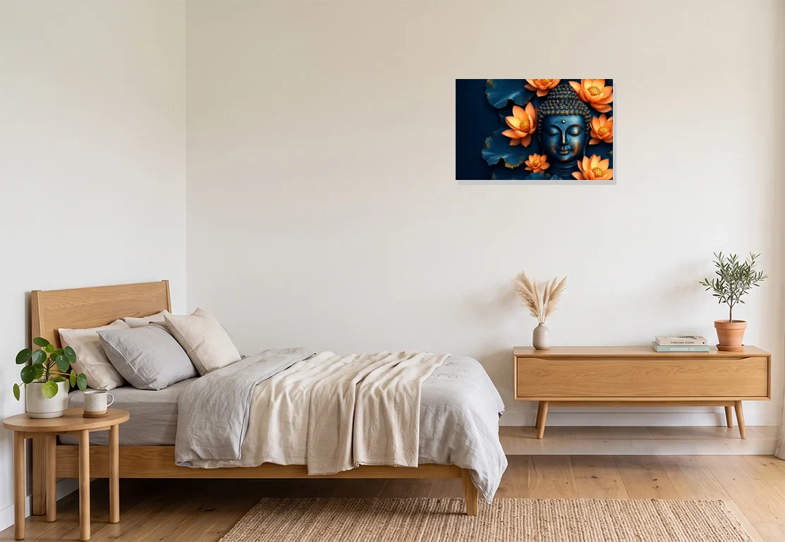 Bedroom mockup with artwork