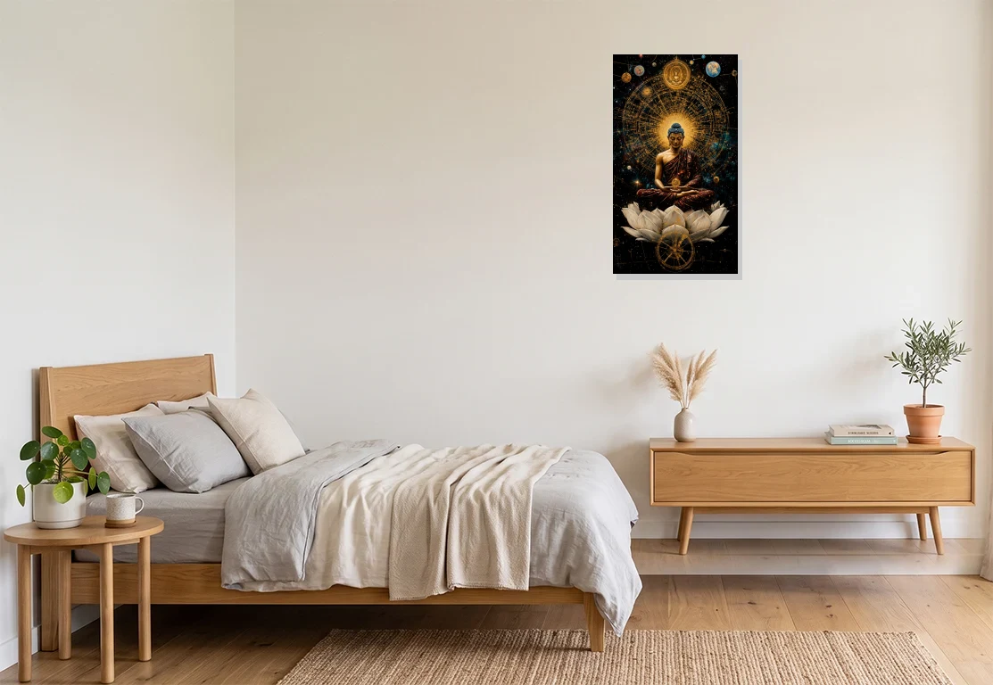 Bedroom mockup with artwork