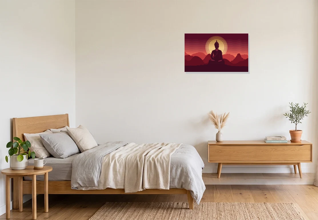 Bedroom mockup with artwork