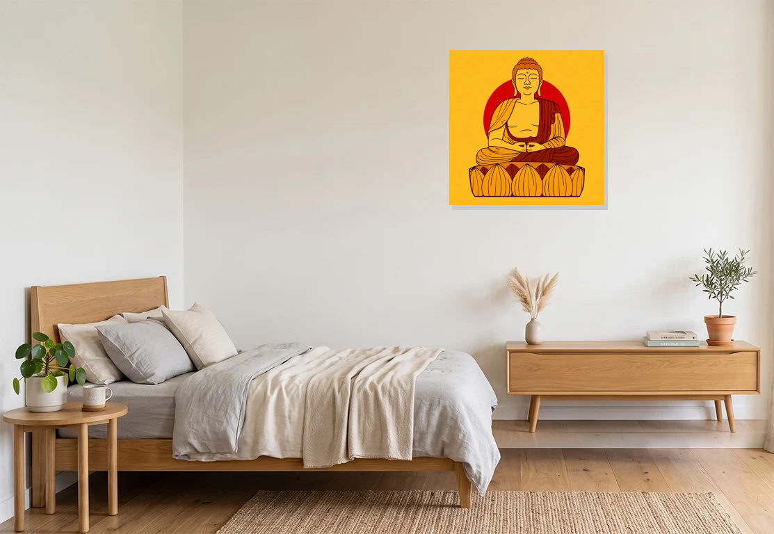 Bedroom mockup with artwork